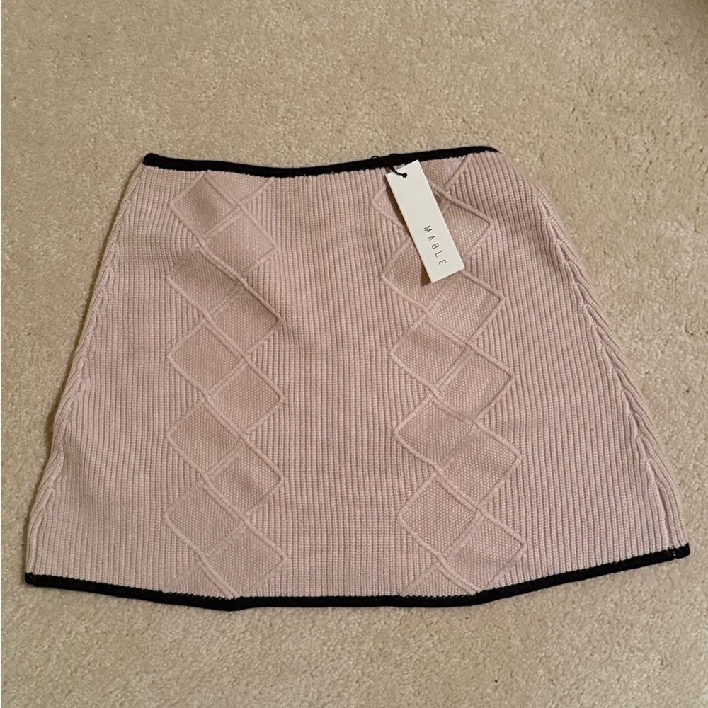 NWT Firelight Lane Beige Knit Embellished Mini Skirt - Picture 6 of 8
